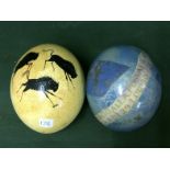 2 Very Well Decorated Ostrich Eggs South Africa And One Other (2) To bid live please visit www.