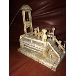 Vintage Prisoner Of War Style Carved Bone Guillotine 15h x 13.5w x 8d To bid live please visit www.