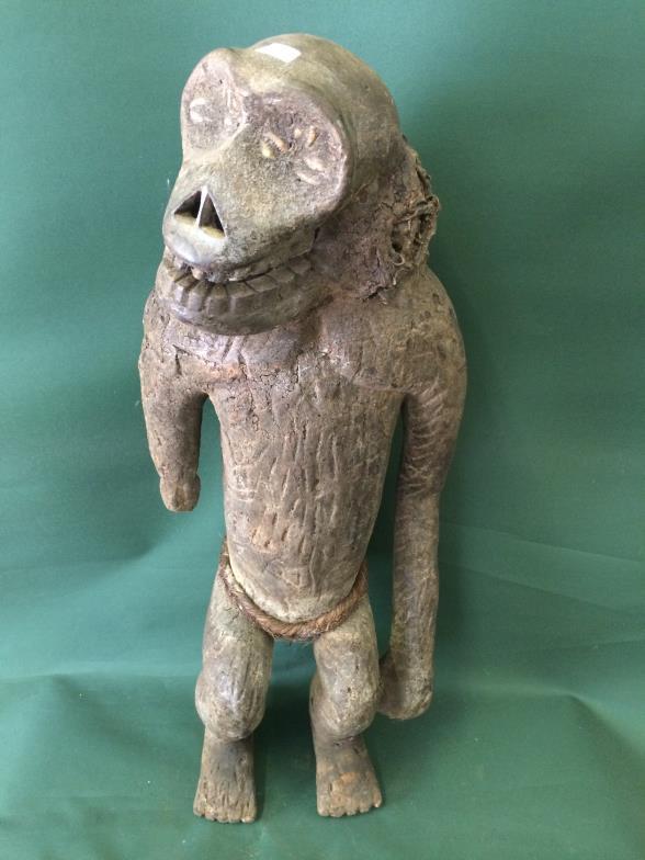 BULU Monkey Figure CAMEROON Measures 65 cms To bid live please visit www.yeovilauctionrooms.com