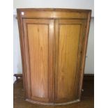 Early 19thC  Convex Shaped Pine Corner Cupboard 62cms Wide X 91cms High To bid live please visit