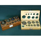 A Vintage et Of Brass Weights Along With Another Cased Set (2) To bid live please visit www.