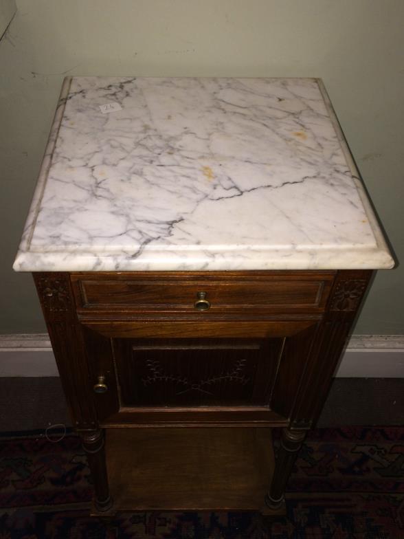 French Marble Top Pot Cupboard To bid live please visit www.yeovilauctionrooms.com - Image 2 of 2