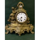 French Spelter Mantle Clock With Enamel Face To bid live please visit www.yeovilauctionrooms.com