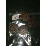 USA, Coins FOur Large Cents 1825, 1846, 1852 and x2 1853. Fine to very fine (4) To bid live please