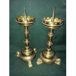 A Pair of Empire Style Lion Feet Candle Sticks, Measures 31cm High To bid live please visit www.