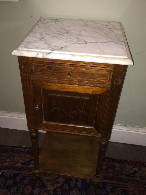 French Marble Top Pot Cupboard To bid live please visit www.yeovilauctionrooms.com