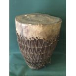 Vintage African Tribal Drum  44 x 29 cms To bid live please visit www.yeovilauctionrooms.com
