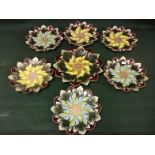 Set Of 6 19thC Meissen Side Plates 22 diameter Together With A Larger Matching Serving Plate 27