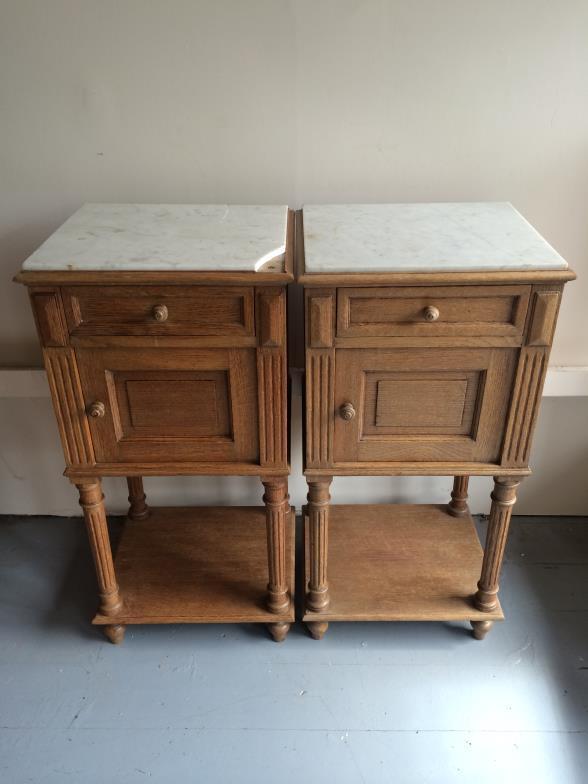 Pair Of Marble Top Pot Cupboards 1 A/F. To bid live please visit www.yeovilauctionrooms.com