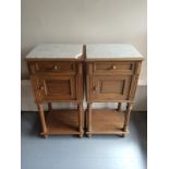 Pair Of Marble Top Pot Cupboards 1 A/F. To bid live please visit www.yeovilauctionrooms.com