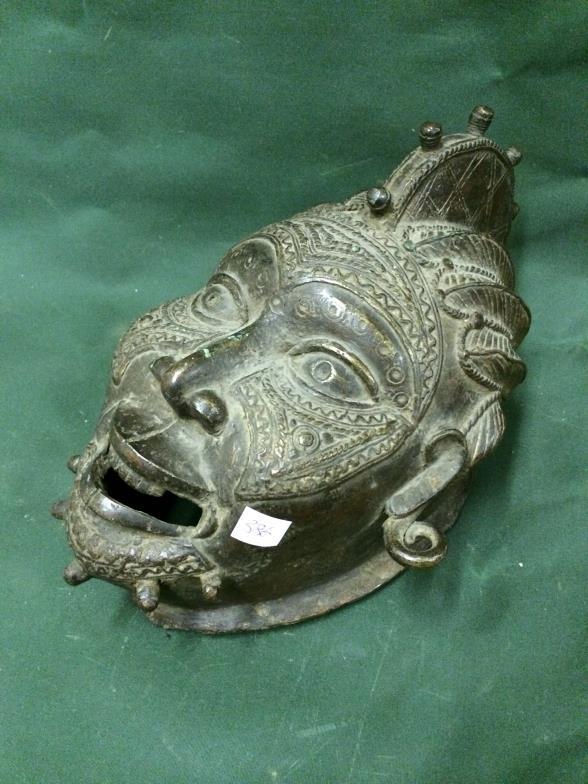 Bronze Tribal Mask From Tikar, measures 36cm x 26cm To bid live please visit www. - Image 2 of 3