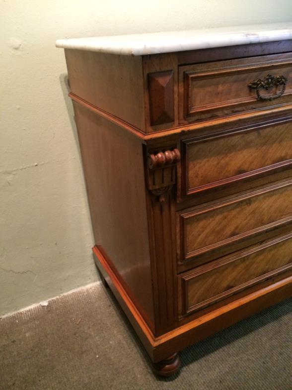 Vintage French Marble Top 2 Over 3 Chest Of drawers To bid live please visit www. - Image 2 of 3