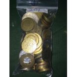 Bag OF Over 100 Circa 19th and 20th Century Coins / Tokens To bid live please visit www.