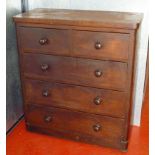 MAHOGANY VENEERED CHEST OF DRAWERS (OAK CONSTRUCTION) WITH TWO SMALL AND THREE GRADUATED LONG