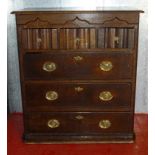 c18th OAK CHEST OF DRAWERS, THREE SMALL DRAWERS, THREE LONG DRAWERS