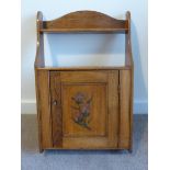 SMALL WOODEN WALL CABINET WITH FLORAL PAINTED DESIGN