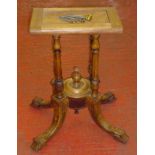 VICTORIAN WALNUT LOO TABLE WITH A FLORAL INLAID OVAL TOP, ON FOUR FLUTED COLUMNS AND SPLAYED LEGS (