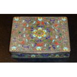 EASTERN STYLE ENAMELLED BOX IN WHITE METAL STAMPED 1000 (w: 7.8 cm h: 1.7 cm d: 6 cm) 78g