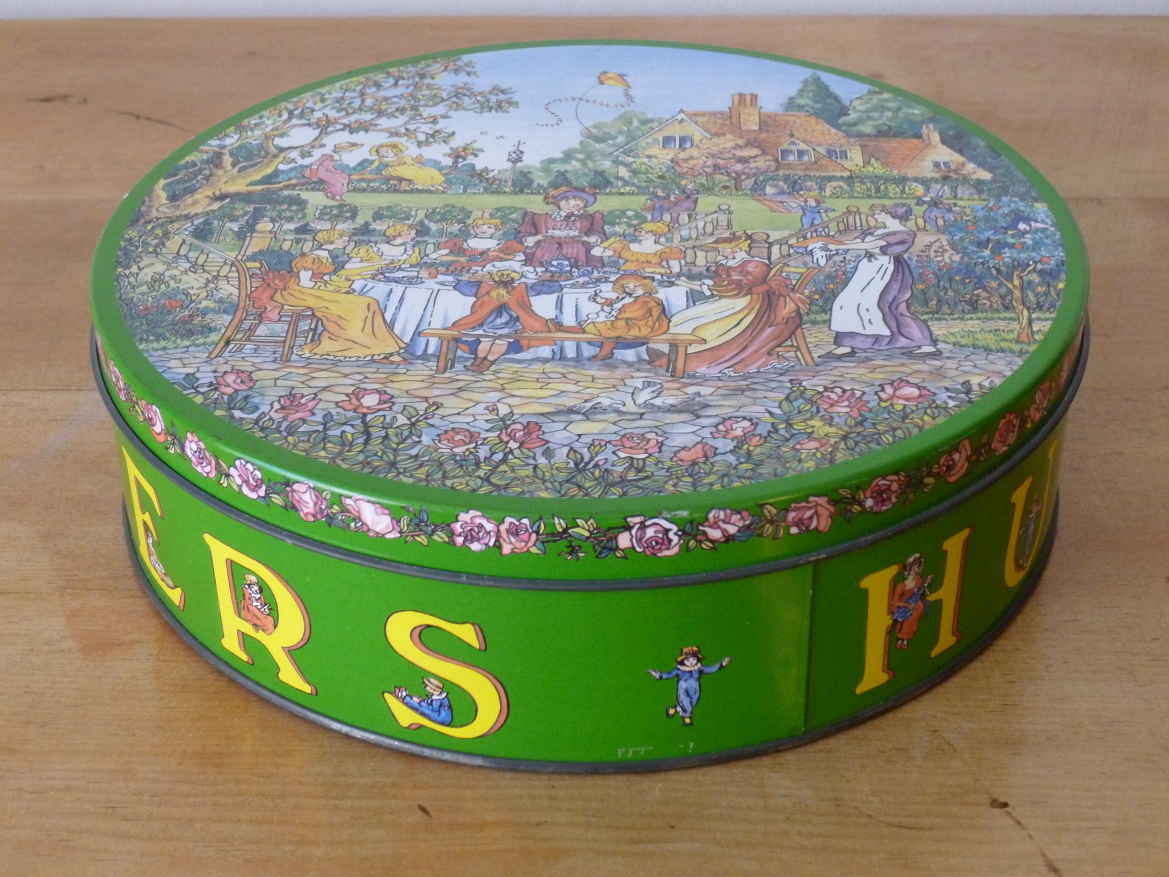 HUNTLEY AND PALMERS BISCUIT TIN WITH RARE 'RUDE' TEA PARTY WITH SCENES OF DEBAUCHERY - Image 2 of 3