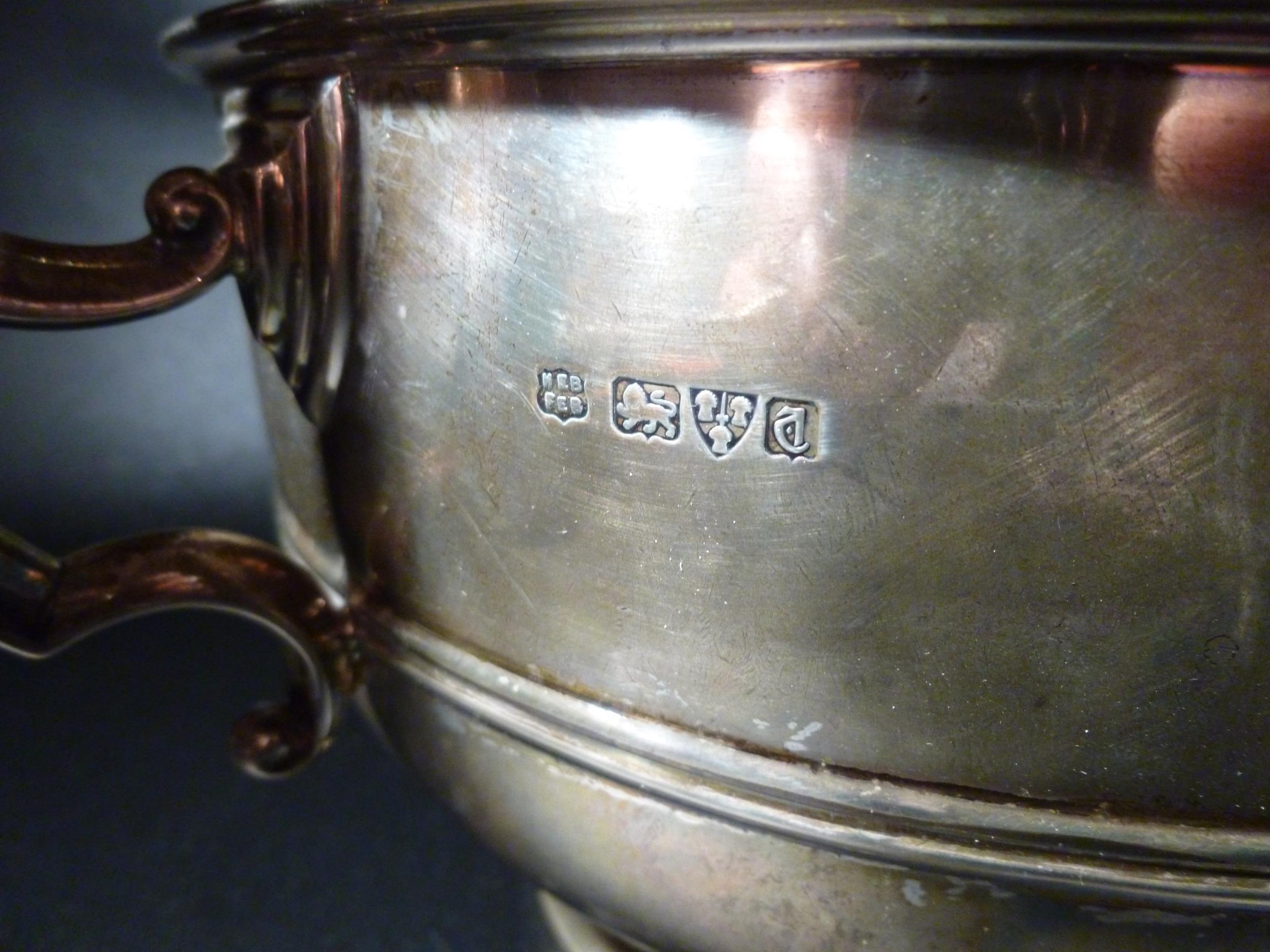 SILVER PUNCH BOWL WITH TWO SCROLL HANDLES BY BARKER BROTHERS (HERBERT EDWARD & FRANK ERNEST) CHESTER - Image 4 of 5