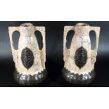 PAIR OF GERMAN ART DECO CERAMIC VASES - 10225 IV STAMPED ON THE BASE (h: 24.5 cm)