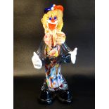 MURANO GLASS CLOWN WITH ACCORDIAN (h: 29 cm)