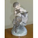 ROYAL COPENHAGEN FAUN WITH PAN PIPES AND OWL 2107 (IV)  h: 16.5 cm