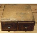 TWO DRAWER OAK LIBRARY FILING CABINET