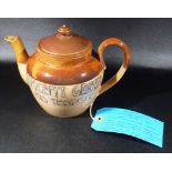 ARTS AND CRAFTS DOULTON LAMBETH STONEWARE TEAPOT WITH DOMED COVER INCISED DESIGN VINCENT GREEN HIS