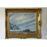 J.B.C.COROT LANDSCAPE, PRINT ON CANVAS (39 cm x 49 cm), SUZANNE JONES BEACHED FISHING BOATS,