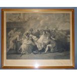 ETCHING BELIEVED TO BE THE DEATH OF NELSON, FRAMED (42 cm x 58.5 cm) AND COLOURED PRINT 'THE CAPTURE