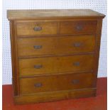 EDWARDIAN ASH CHEST WITH TWO SHORT AND THREE LONG GRADUATED DRAWERS (100.5 cm x 103.5 cm x 49 cm)