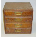 EDWARDIAN OAK STATIONERY CABINET WITH FOUR DRAWERS (31 cm x 31.5 cm x 26.5 cm)