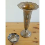 SILVER VASE, BIRMINGHAM 1919  AND WHITE METAL EASTERN BOWL