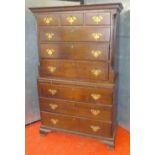 GEORGE III OAK CHEST ON CHEST WITH THREE SHORT AND THREE GRADUATED FLANKED BY FLUTED QUARTER