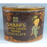 VINTAGE TIN, SHARP'S SUPER-KREEM TOFFEE CHOCOLATE FEATURING SIR KREEMY KNUT (H: 17.8 cm)