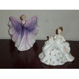 ROYAL DOULTON BONE CHINA FIGURE ISADORA HN 2938 (H: 20 cm) AND A SIMILAR FIGURE MY LOVE HN 2339 (