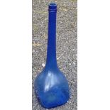 C19th LARGE BRISTOL BLUE CHEMIST DISPLAY BOTTLE WITH DOUBLE BAND OF TRAILING GLASS AT TOP OF THE