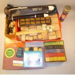 VINTAGE GAMES INCLUDING CHESS, DRAUGHTS AND SCRABBLE, BUILDING BLOCKS AND TWO RECORDERS