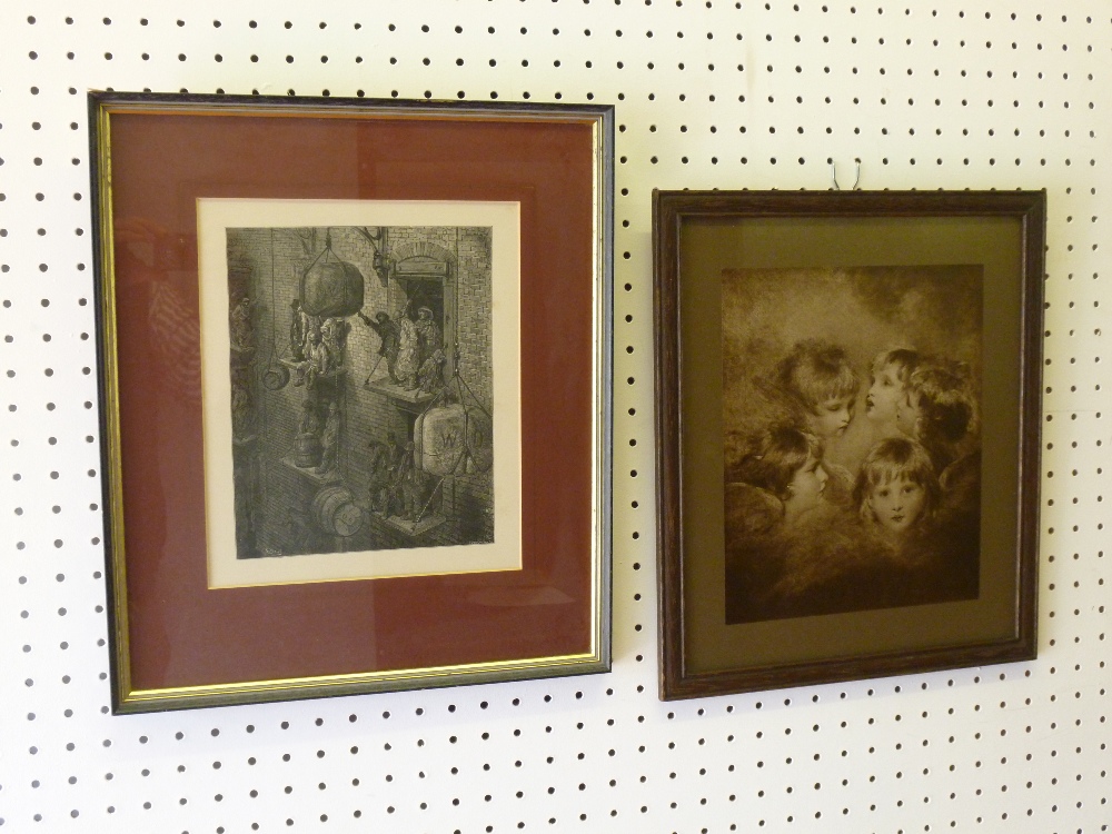 FIVE FRAMED PRINTS INCLUDING 'HEADS OF ANGELS, THE CHERUB CHOIR' BY REYNOLDS