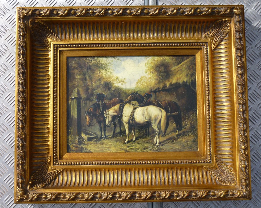 A PAIR OF DECORATIVE GILT FRAMED PRINTS OF HORSES (FRAME SIZE: 57 cm x 67 cm) - Bild 5 aus 7