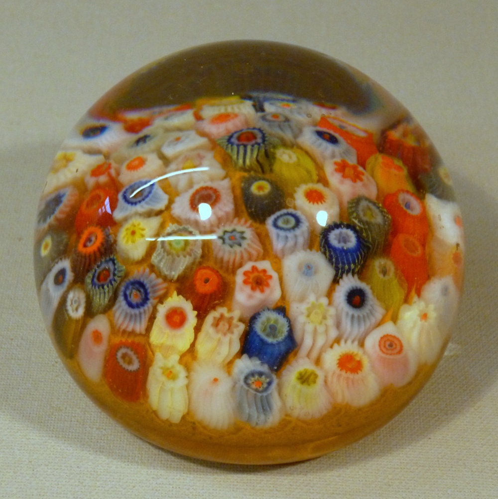 SIX GLASS PAPERWEIGHTS INCLUDING A CLICHY STYLE SWIRL WEIGHT, A WHITEFRIARS WEIGHT WITH PRINTY'S AND - Image 3 of 15