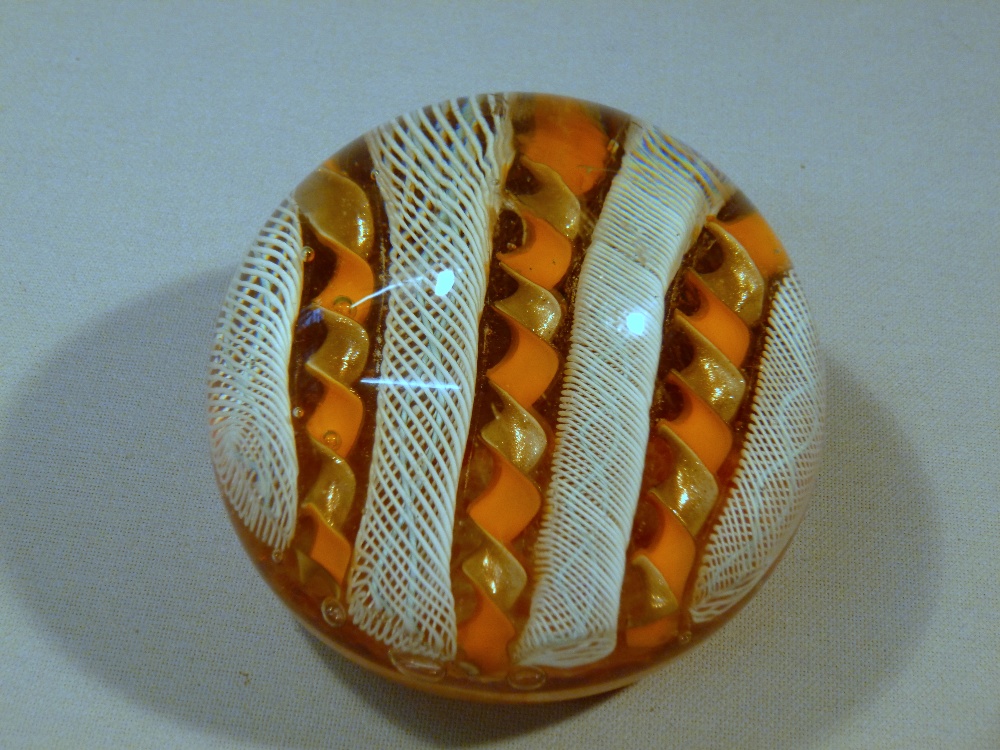 SIX GLASS PAPERWEIGHTS INCLUDING A CLICHY STYLE SWIRL WEIGHT, A WHITEFRIARS WEIGHT WITH PRINTY'S AND - Image 11 of 15