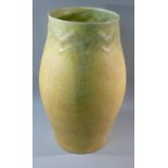 1930'S LARGE YELLOW AND MOTTLED GREEN GLAZED VASE (H: 39 cm)