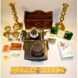 MIXED LOT INCLUDING ZENIT-B CAMERA, TWO VINTAGE TRAVELLING ALARM CLOCKS, OLD KING COLE & HUMPTY