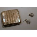 SILVER CIGARETTE CASE, MONOGRAMMED (ACG) BY CLARK & SEWELL, CHESTER 1927 (109g) AND A PAIR OF