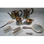 MID C20th SILVER PLATED DAVID MELLOR FANFARE TEASET BY WALKER & HALL No. 53725 COMPRISING A HOT