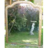 LATE C19th/EARLY C20th FRENCH OVERMANTLE MIRROR IN A GOLD PAINTED DECORATIVE FRAME (162 cm x 109 cm)