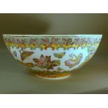 C19th CHINESE FAMILLE ROSE HEXAGONAL SHAPED EGGSHELL PORCELAIN BOWL PAINTED WITH PEONIES,