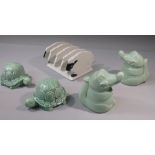 CARLTON WARE CROCODILE SALT AND PEPPER, TORTOISE SALT AND PEPPER AND SHEEP TOAST RACK [5]